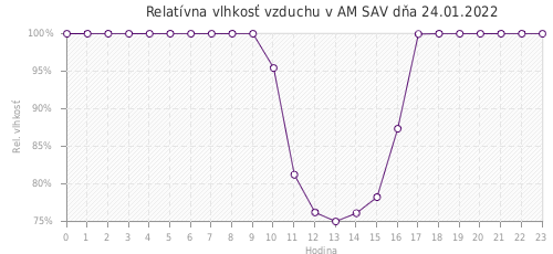 Relatívna vlhkosť vzduchu v AM SAV dňa 24.01.2022