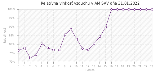 Relatívna vlhkosť vzduchu v AM SAV dňa 31.01.2022